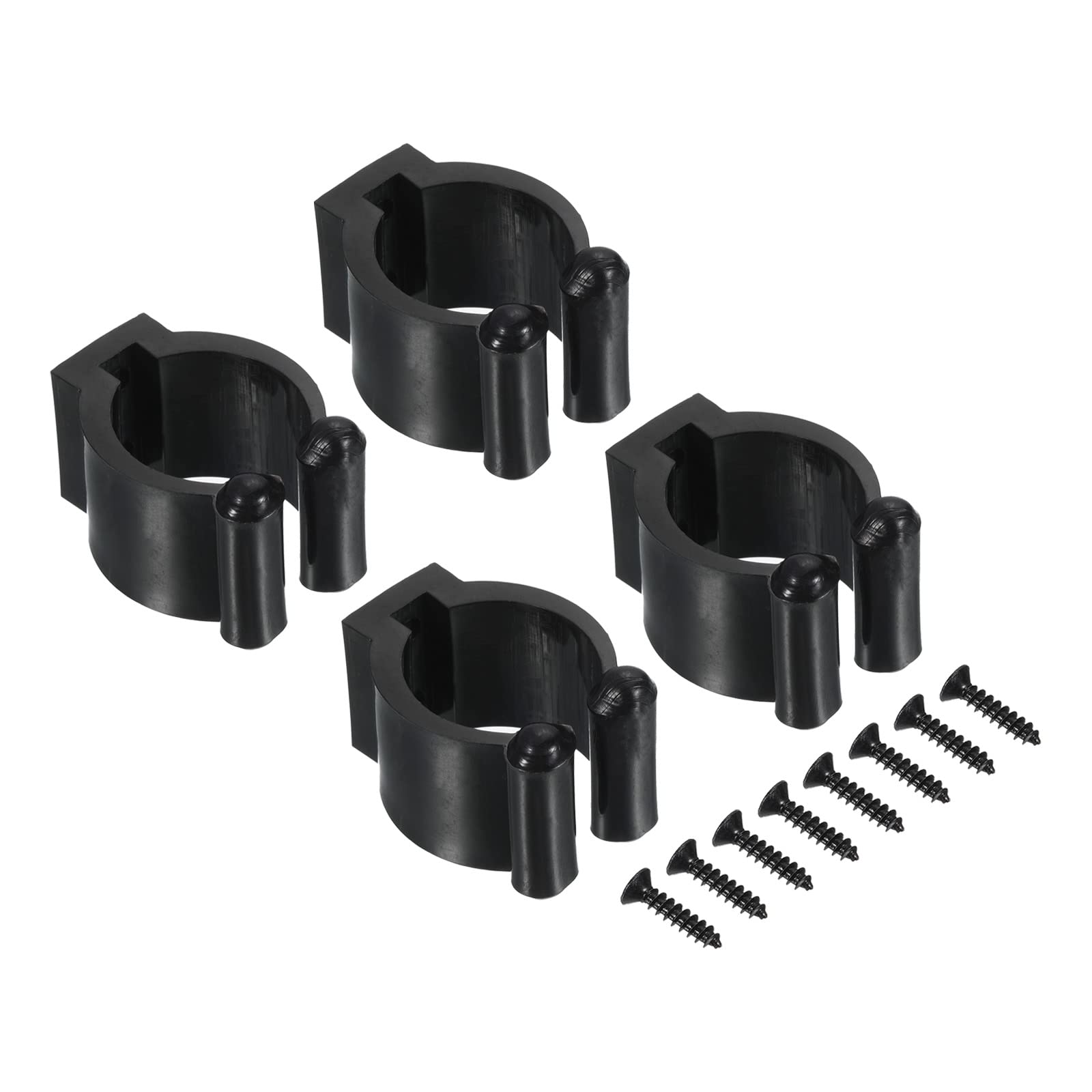 PATIKIL 23mm Dia Billiards Cue Locating Clip Holder, 4 Pack Plastic Snooker Clip for Fishing Rod Pool Cue Rack Storage, Black