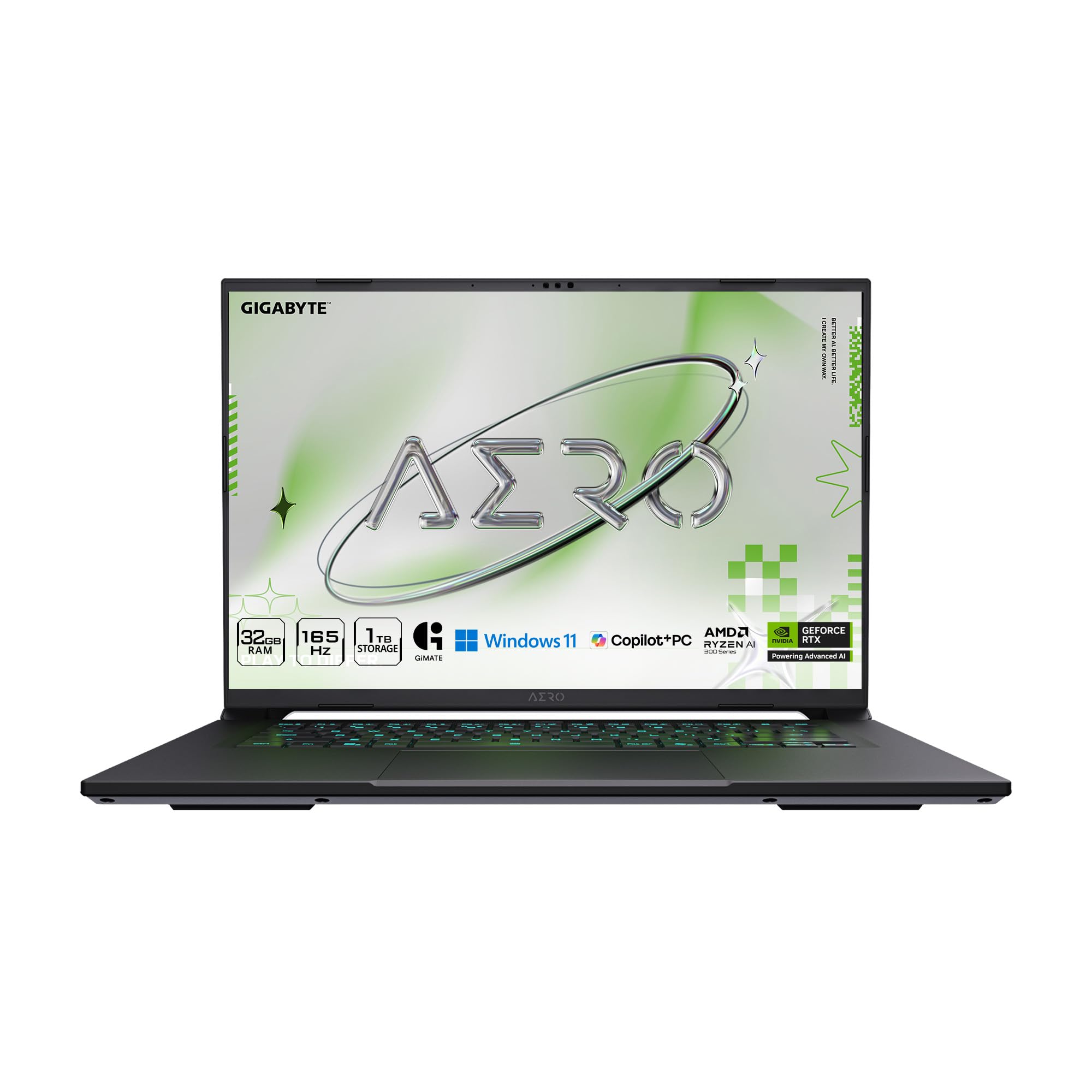 GIGABYTE AERO X16, Copilot+ PC - 165Hz 2560x1600 WQXGA - Manufactured by NVIDIA GeForce RTX 5070 - AMD Ryzen AI 9 HX 370-1TB SSD with 32GB DDR5 RAM - Windows 11 Home - Lunar White - 2WHA3USC64DH