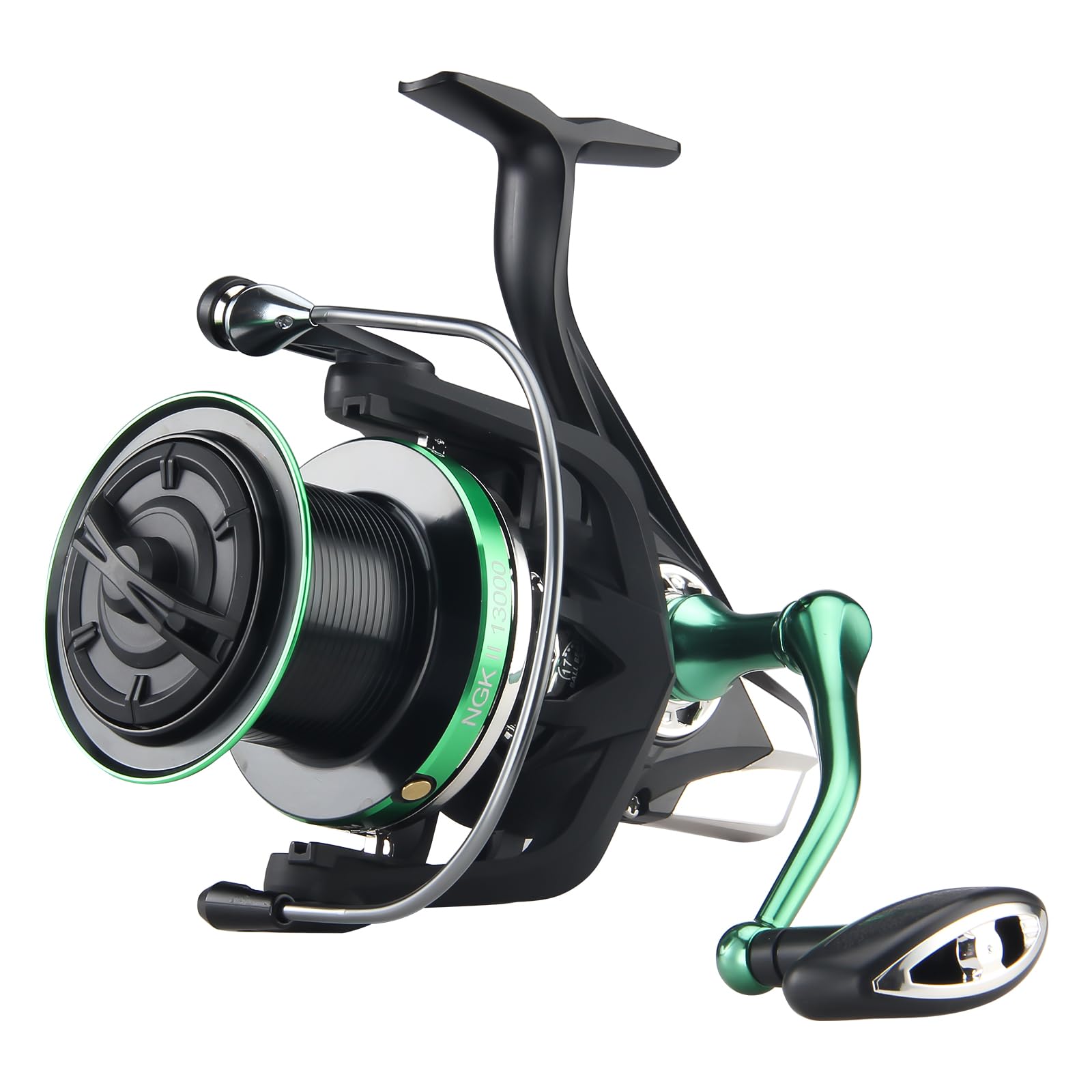 Photo 1 of HAUT TON Spinning Reel 8000/9000/10000/12000/14000,6+1BB Metal Surf Fishing Reels,4.8:1 Gear Ratio 55lbs Drag Heavy Long Casting Inshore Saltwater Monster Fish (HT-NGKII, 15000)