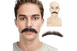Adytom Fake Beard Synthetic Fiber Hair Lace Hands Tied Realistic Mustache For Adult Costume Theatrical Grade 1 Piece False Beards (Brown)