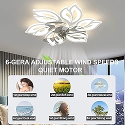 BESKETIE 25.6" Bladeless Ceiling Fan with Lights