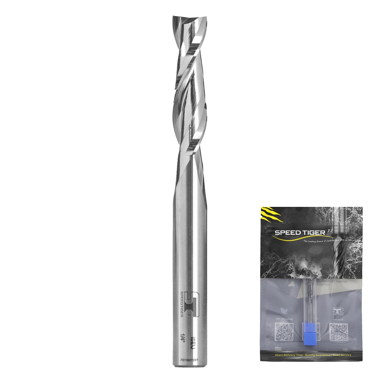 Photo 1 of SPEED TIGER Carbide Spiral Router Bits Up Cut - ISEU3/8” Diameter, 1” Cutting Length, 2-1/2"OVL (1 Piece, 3/8") - for Wood, Oak, MDF, Aluminum – Mill Bits Sets for DIYers & Professionals