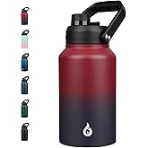 BJPKPK 87oz Insulated Water Bottle, Dishwasher Safe 2/3 Gallon Water Bottle with Ergonomic Handle, BPA Free Leak Proof Water Jug,Stainless Steel Flasks with Anti-slip Bottom, Charming Red
