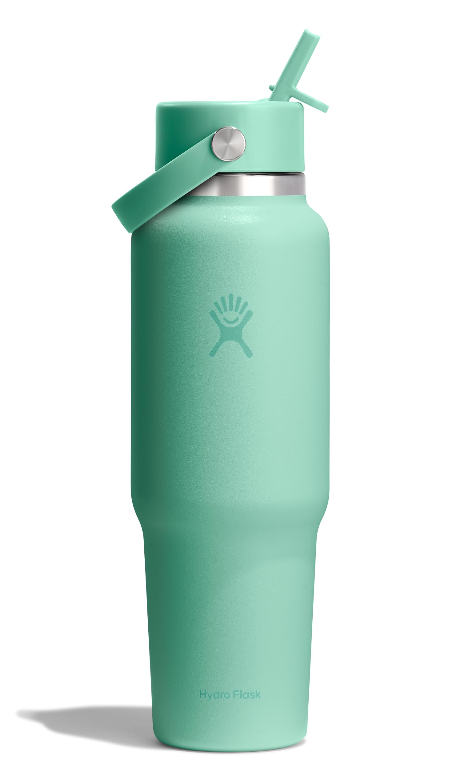 Hydro Flask Travel Water Bottle - Insulated Stainless Steel - Wide Straw Lid, Non Spill, Leakproof in 40 Oz Mermaid Green Image