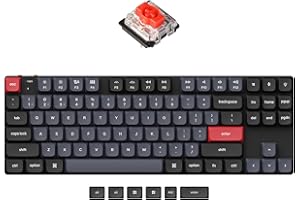 Keychron K1 Pro TKL Layout Ultra-Slim QMK/VIA Custom Bluetooth Wireless/USB Wired Mechanical Keyboard with Hot-Swappable Low-Profile Gateron Red Switch, RGB Backlight PBT Keycaps for Mac Windows Linux