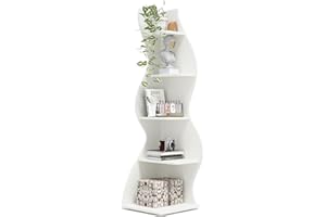 Tribesigns Corner Shelf, Modern 5-Tier Wall Corner Bookshelf, Stylish Corner Small Bookcase Storage Rack Plant Stand with Unique Shape for Living Room, Home Office (White, 1PC)
