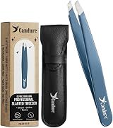 Candure Slanted Tweezers for Brows & Face with Leather Pouch view 1