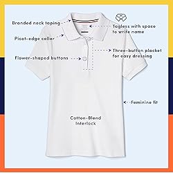 French Toast Girls' Short Sleeve Picot Collar Polo