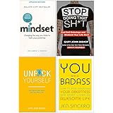 Mindset Carol Dweck, Stop Doing That Sh*t, Unfuk Yourself, You Are A Badass 4 Books Collection Set