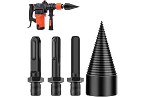 LINNNZI Wood Splitter Drill Bit, 4pcs Firewood Drill Bit Wood Splitter, Log Splitter Heavy Duty Drill Screw Cone with 3 Handl