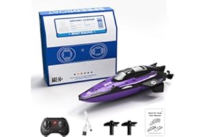 GoAssemb TY13 Dual Motor RC Speed Boat, 1/43 Mini 2.4G Electric Boat Model with Dual Speed Modes and Stunt Rotations, Gift fo
