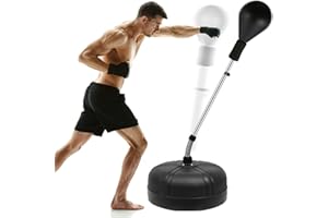 HICIENT 2023 New Upgrade Reflex Bag Reflex Punching Bag Free Standing Boxing Bag with Adjustable Height Free Standing Strong Durable Spring Withstands Tough Hits for Adults & Teenagers