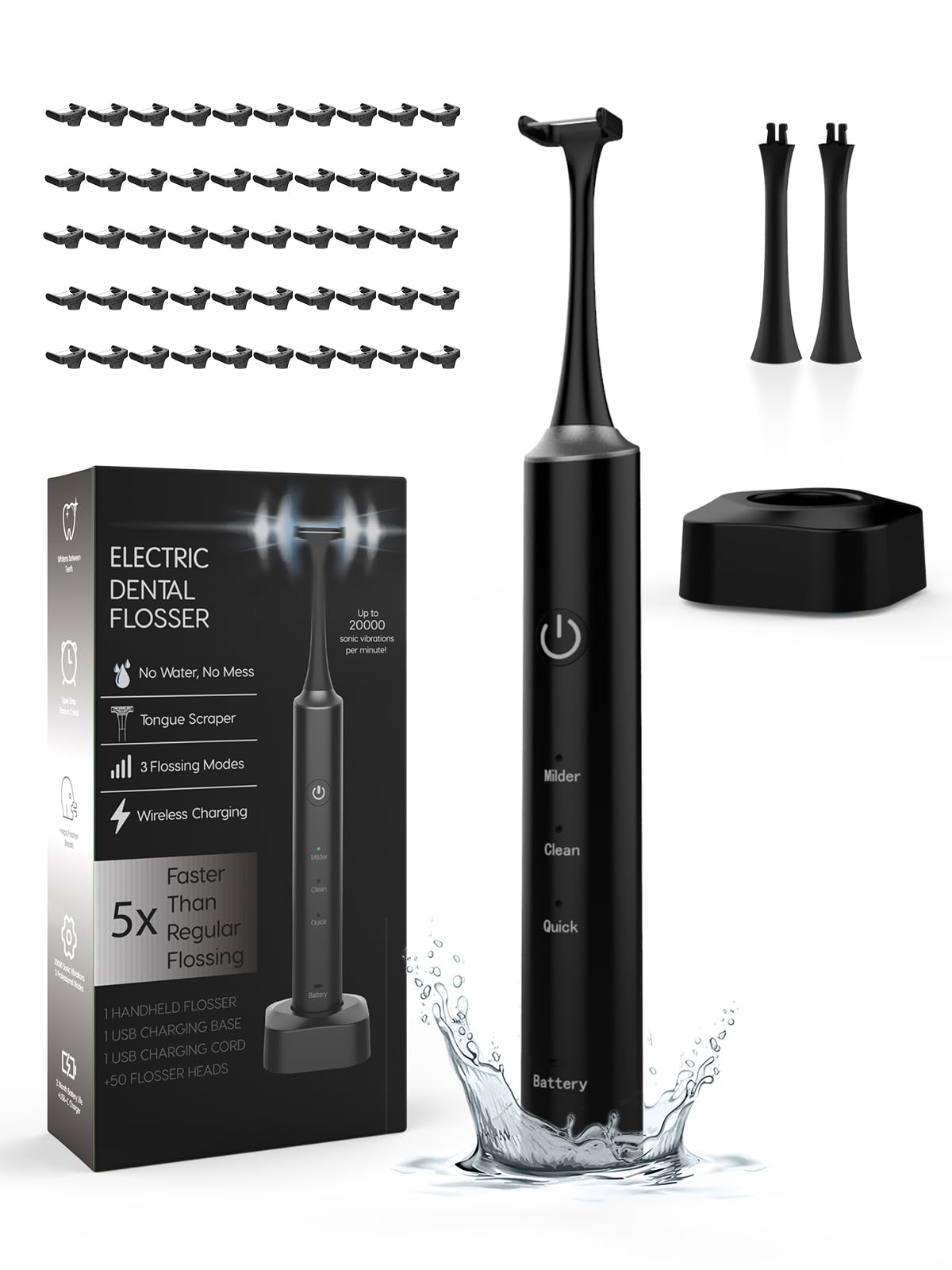 Photo 1 of Voraiya Electric Flosser for Teeth Reusable Dental Floss with 50 Replacement Heads,Dentist Recommended Tooth Flossers,Water Flosser Alternative,Rechargeable Dental Floss Picks for Adults,Travel