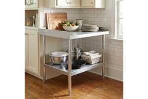 Stainless Steel Commercial Work Table 24x28x30 Inch – 400 Lbs Capacity Heavy Duty Food Prep Tables for Kitchen with Adjustabl