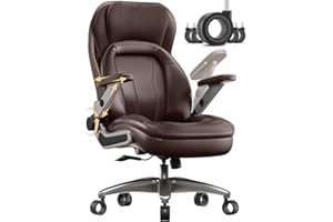 VizysxlCorp Executive Office Chair with Adjustable 5D Arms, 600lbs Big and Tall Office Chair with Lumbar Support, PU Leather Heavy Duty Managerial Chairs with 3'' Silent Casters (Brown)
