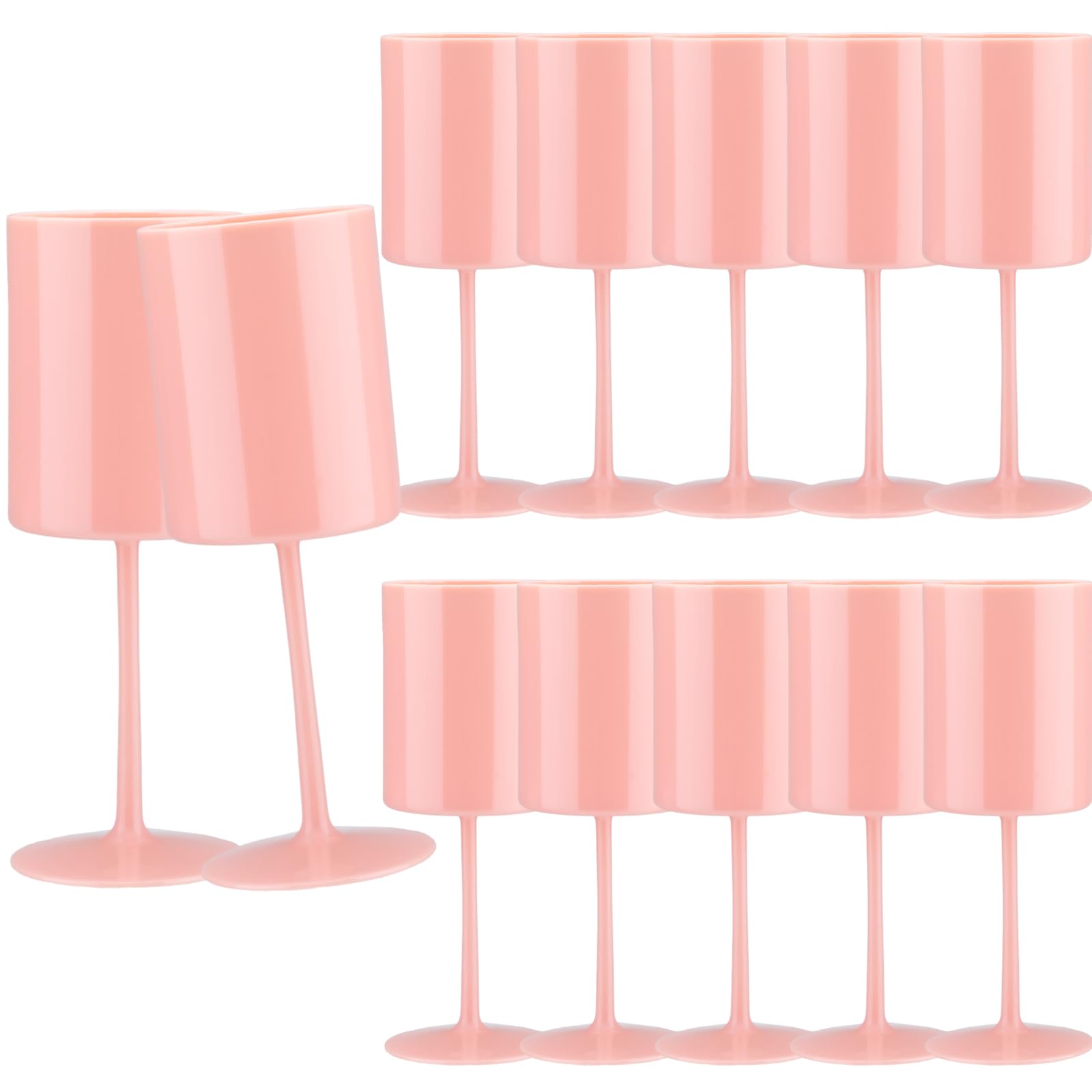 Photo 1 of 12 Pack Plastic Wine Glasses 10 Oz Large Reusable Drinking Cups Vintage Champagne Glasses with Stem,Acrylic Shatterproof Drinking Glasses Goblets for Wedding Parties Christmas Glassware?LightPink