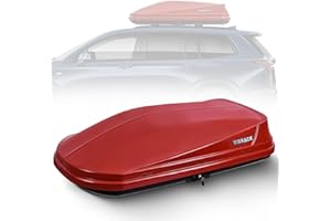 SHINEUX Rooftop Cargo Carrier Hard Shell with Security Keys, Cargo Box, 14 Cubic Feet Roof Rack Cargo Carrier, Rainproof Cargo Carrier for Top of Vehicle(Tool-Free Install), RED