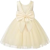 JerrisApparel Flower Girl Dress Layered Tulle Skirt Beaded Neckline Satin Bodice Birthday Party Gown