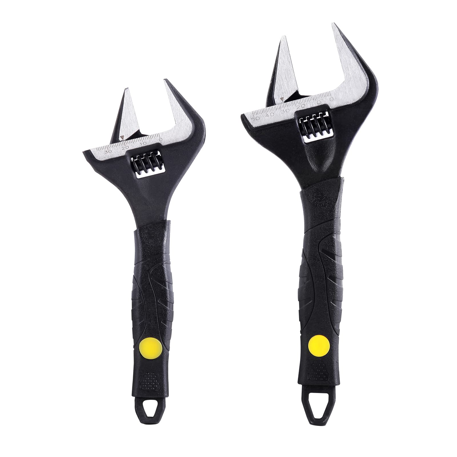 Sharp-tec Adjustable Spanner Set, Wide Jaw Opening Adjustable Wrench, Heavy-Duty Plumbing Tools for Plumbers, 8 inch/215mm and 10 inch/265mm