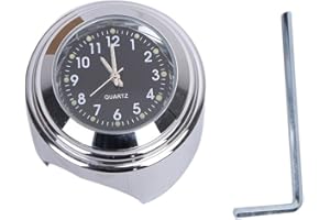 TESWNE 7/8" Motorcycle Chrome Handlebar Black Dial Clock for Honda Yamaha Suzuki Kawasaki