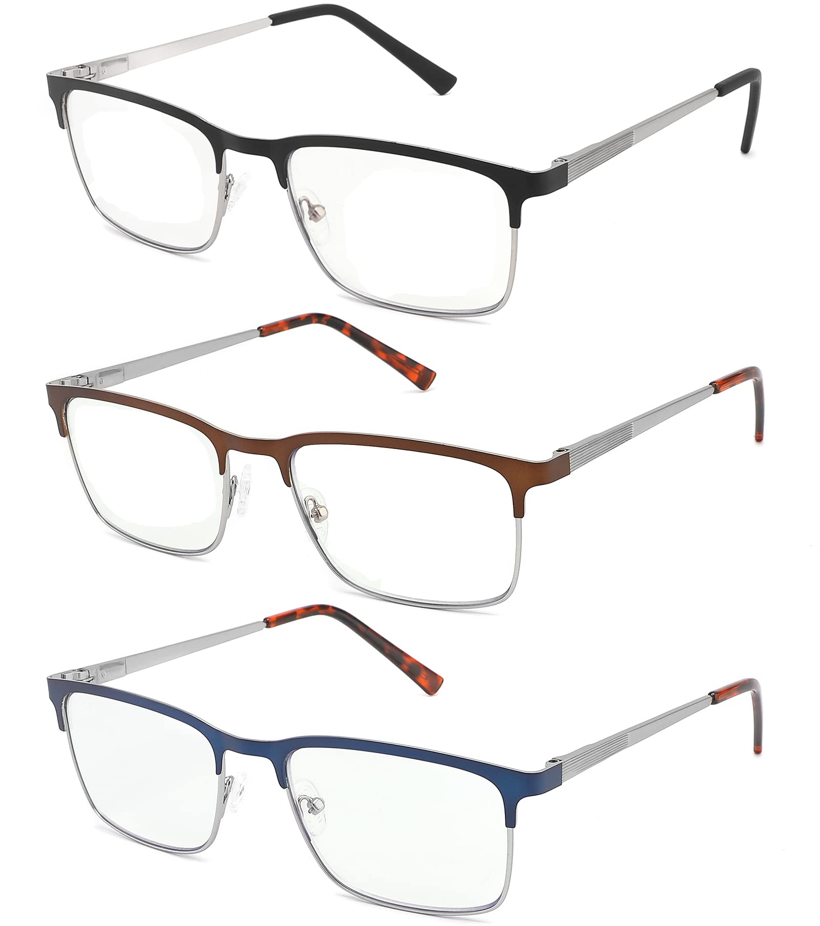 3 Pack Fashion Metal Full Frame Reading Glasses for