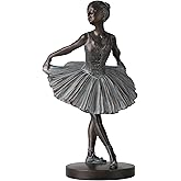 Grace4Joy Ballerina Figurines - Ballerina Statues Resin Bronze Finish Sculpture Vintage Home Decor, Hand Painted Ballet Girl Figure Gifts for Dancer