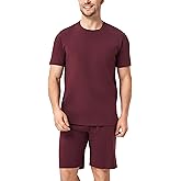 DAVID ARCHY Mens Pajamas Set Short Sleeve Summer Pajamas Soft Cotton Pajamas for Men Lightweight Lounge Set with Pockets