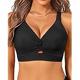 Women's Bikini Top - Supportive Swimsuit for Large Bust - 2025 Cut Out Twist Swim Top