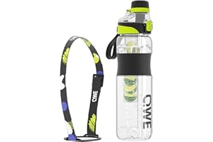 QWE Sports Water Bottle Large Capacity with Carry Handle,double drinking,high-capacity,1000ml/34oz,Heat-resisting,Reusable,BPA-Free,Perfect for Travel, School, Outdoors, Cycling and Gym (Black)