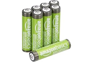 Amazon Basics - Paquete de 8 baterías recargables AAA de alta capacidad de 850 mAh, precargadas, recarga hasta 500 veces