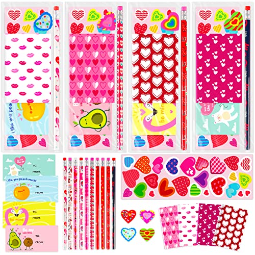 28 Pack Assorted Valentines Day Stationery Kids Gift Set, for Valentine