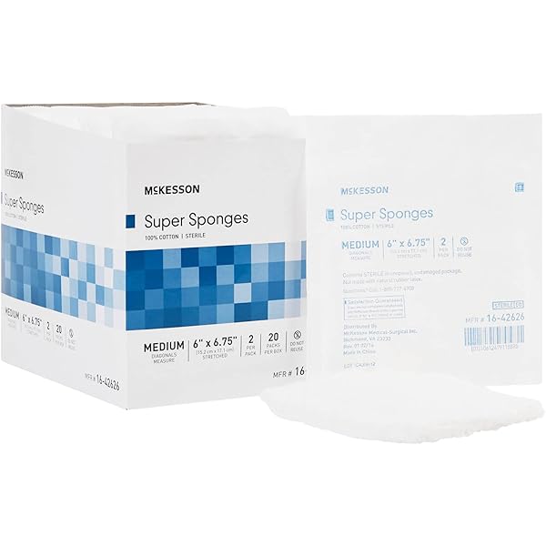 Amazon.com: Medline Bulkee Sterile Diagonal Super Fluff Sponge, 6  