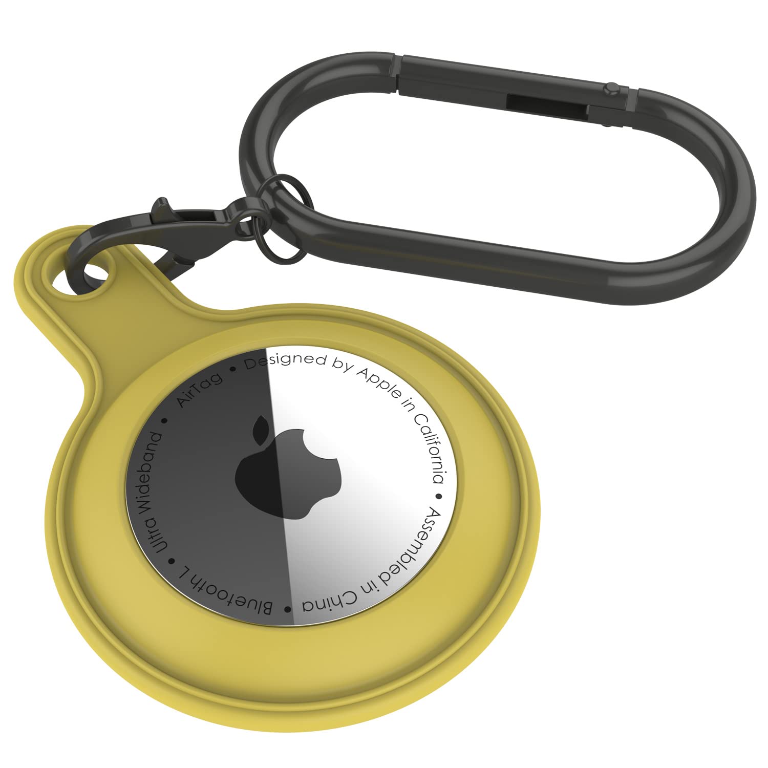 Punkcase Silicone Case for AirTag Anti-Scratch Protective Skin Cover Holder with Loop Keychain for AirTags | Securely Attaches to Keys, Backpacks, and Luggage [Yellow]