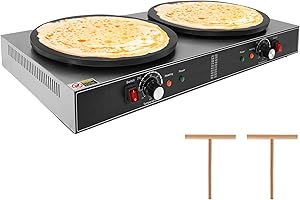 16 Inch Electric Crepe Maker,1750W 110V Non-Stick Commercial Flat Plate Griddle,Accurate Temperature Control,Perfect for Panc