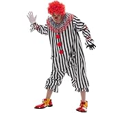 FantastCostumes Men's Clown Costume Halloween Carnival Party Horror Cosplay Jumpsuit