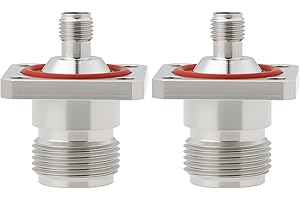 YINETTECH 2X Flange RF Coaxial Cable Adapter SMA Female to N Female 50 Ohms DC-11GHz 25x25mm for Connecting Radio Communicati