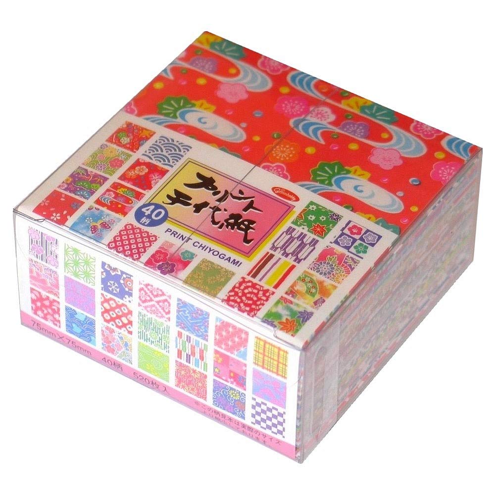 Origami Paper - Patterned Origami paper gift set (Chiyogami) - Print Chiyogami - 40 assorted patterns - 13 sheets of each pattern - 520 sheets in total - 7.5cm x 7.5cm