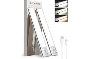 EZVALO 10inch Under Cabinet Lighting, 2500mAh Rechargeable Motion Sensor Lights Indoor with 3 Color Temps, 2 Pack Magnetic Cl