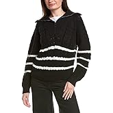 English Factory Women's Stripe Zip Up Sweater