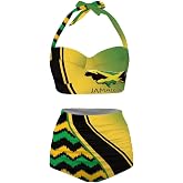 Annejudy Women Two Piece Bikini Set Swimsuit Halter Ruched High Waist Bikini with Bottom