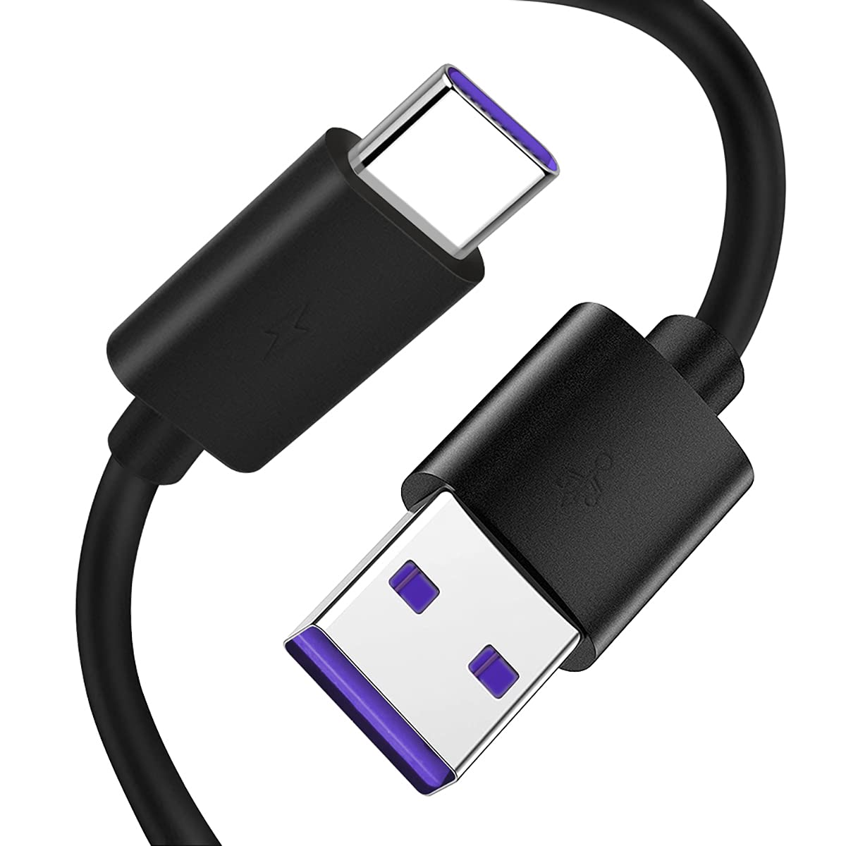Air Flying wing Charger Charging Cable Cord [Type USB-C, 5 ft] Fast Charge for Speakers Headphone Headset Earphone, and More (Black Purple)