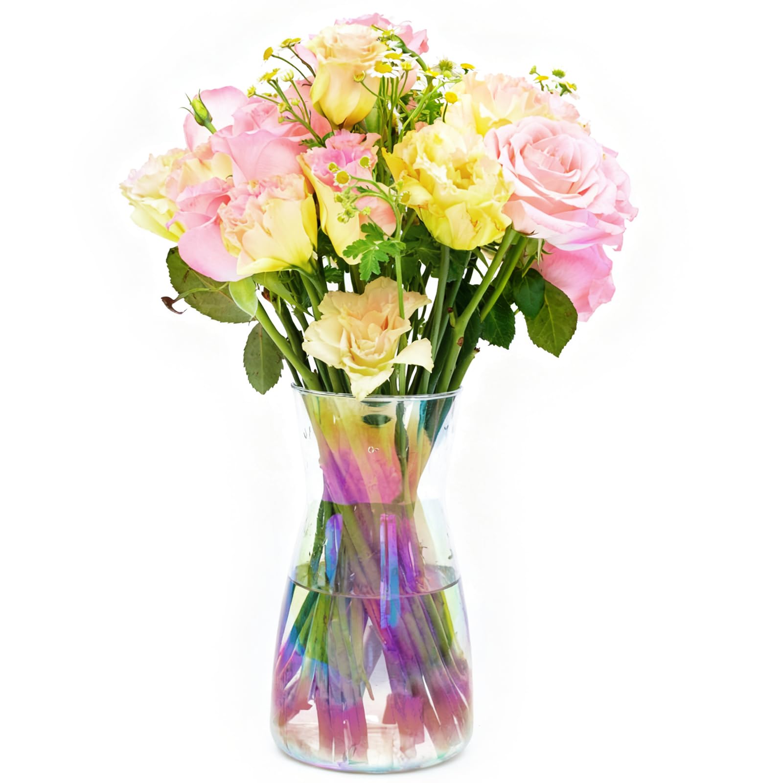 DARENYI Flower Vase Glass 20cm Clear Small Vases for Flowers Modern Design for Living Room, Bedroom, Wedding, Dining Table, Office