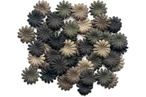 DUONGJAIS BRAND 100 Pcs Handmade Mulberry Paper Daisy Petals 40x40mm Mulberry Paper Daisy Flowers Scrapbooking Wedding DIY Craft Supplies Card (Black Tone)