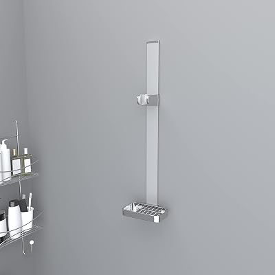 Euroshowers Shower Rail Holder No Drilling 75cm 3M Adhesive Adjustable (No