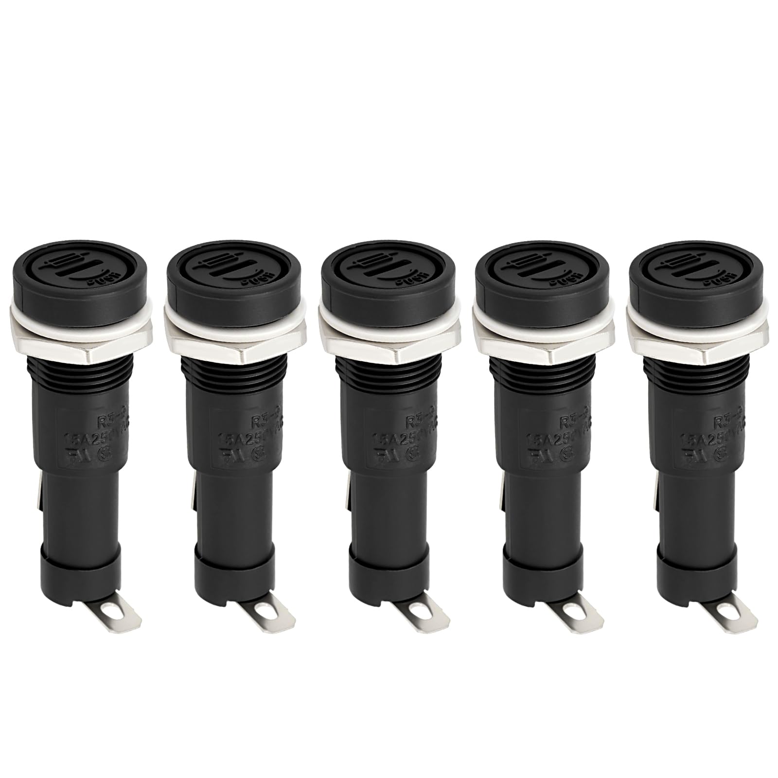 VGOL 5PCS Panel Mount Fuse Holder Compatible with 6.3x30mm Fuses 15A 250V AC Fuse Holder Socket for Security Equipment Household Appliances Smart Home