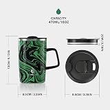 Ideus 16oz Vacuum Insulated Stainless Steel Mug with Handle Green Zebra Fuji view 6