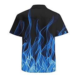 Blue Flame Mens Funny Hawaiian Shirts 3D Graphic