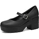 bego Womens Adjustable Strap Round Toe Chunky Platform Heels Mary Jane Dress Shoes Black Vegan Grape Leather