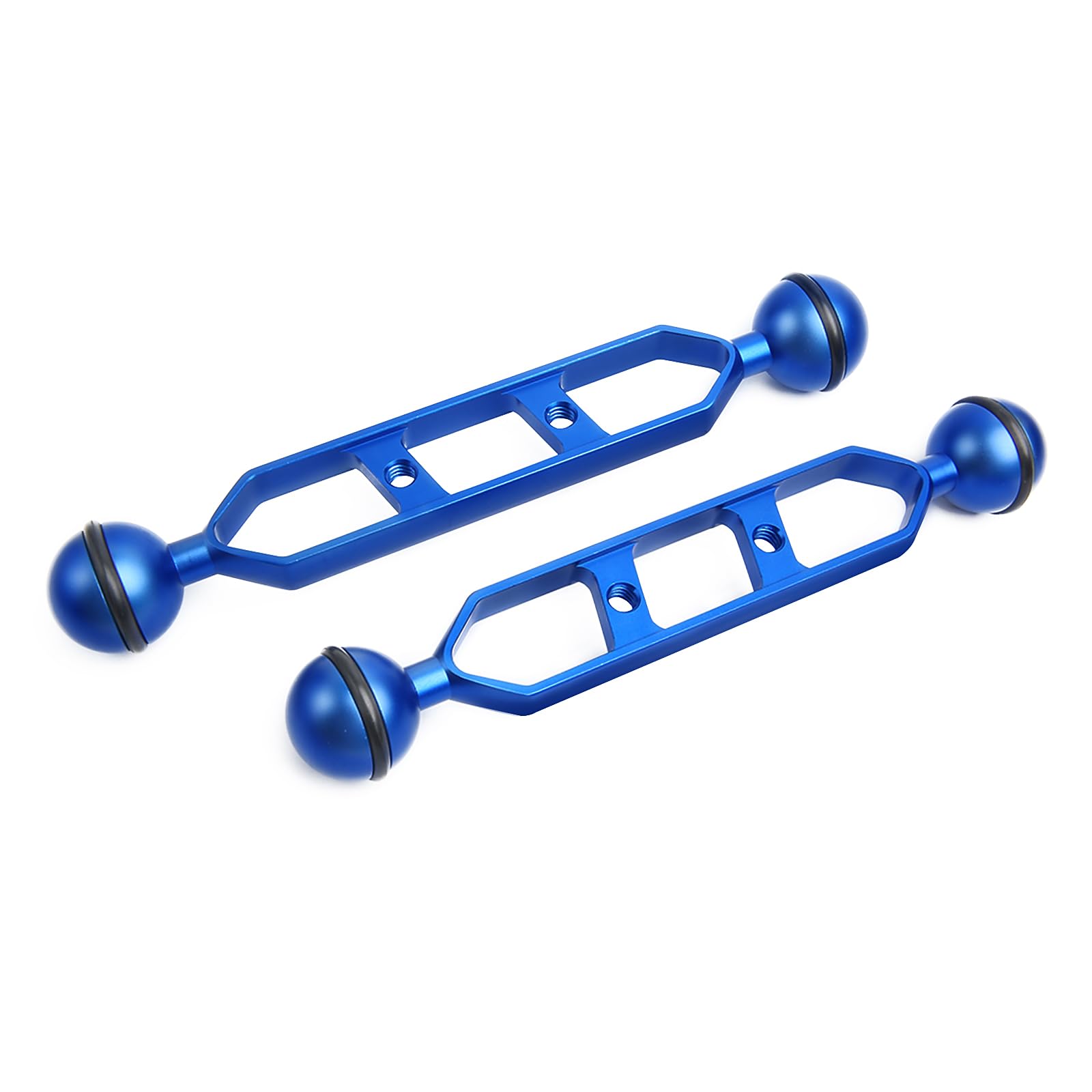 LetonPower Blue 7" Underwater Aluminum Alloy Extension Arm (2-Pack) - Dual Ball System with 1" Head Connector, Waterproof & Rustproof for Diving Camera Tray/Strobe/Video Light, Scuba Photography Gear