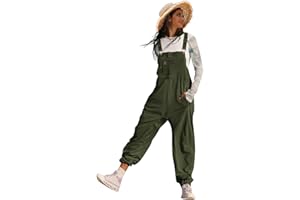 YESNO Women's Casual Corduroy Overalls Sleeveless Adjustable Straps Loose Harem Bib Jumpsuits for Women with Pockets PCL